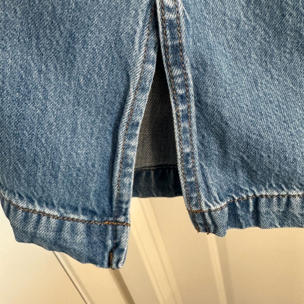 Madewell Flare Wide-Leg Jeans in Denim Blue, Size L, Trendy split hem jeans - Picture 8 of 9